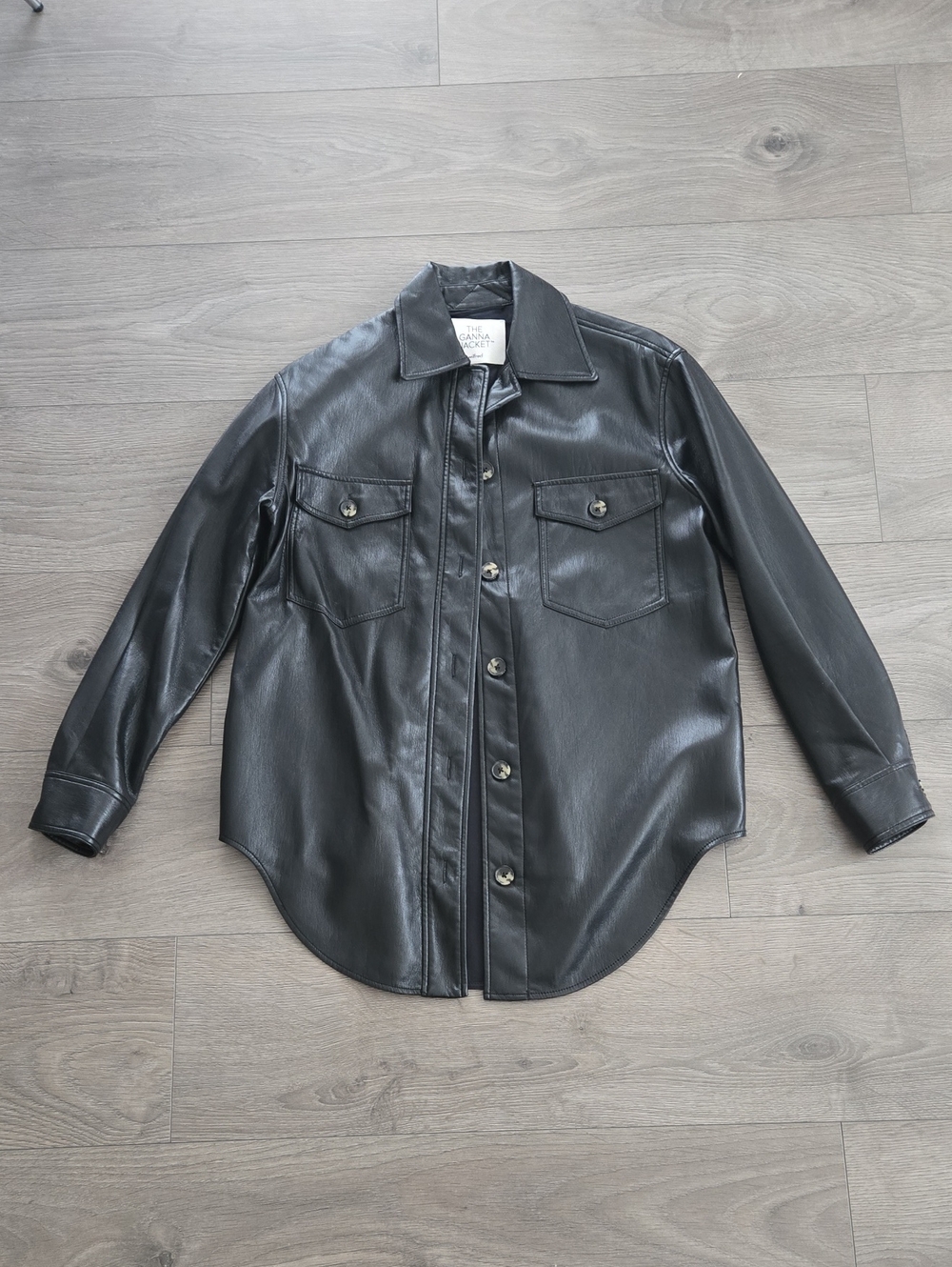 BNWOT Wilfred Black Leather Ganna Shirt Jacket